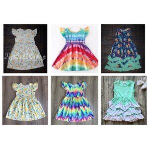 Baby Toddler Girls Boutique Dress Lot Unicorn Watermelon Tie Dye Floral